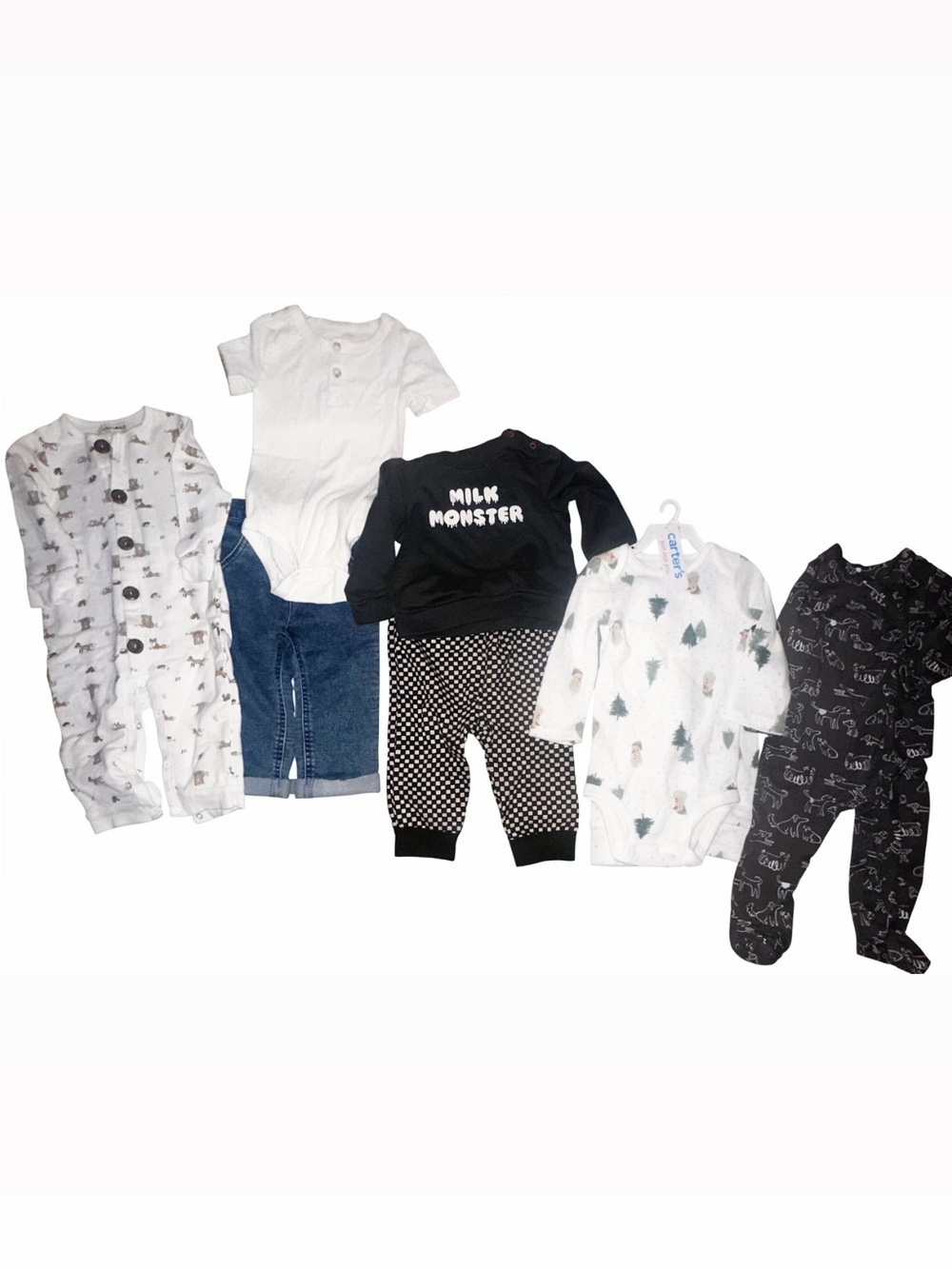 Bundle-Boy's Mixed Baby Onesies & Outfit Sets in White, Black, Navy,Grey